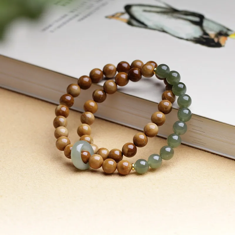 Weibliche Perlen Handstrings Schmuck Doppelschicht Armband Buddhistische Accessoires Geschenke Unterstützung Großhandel Natürliche Hotan Jade 8mm – Detail 3