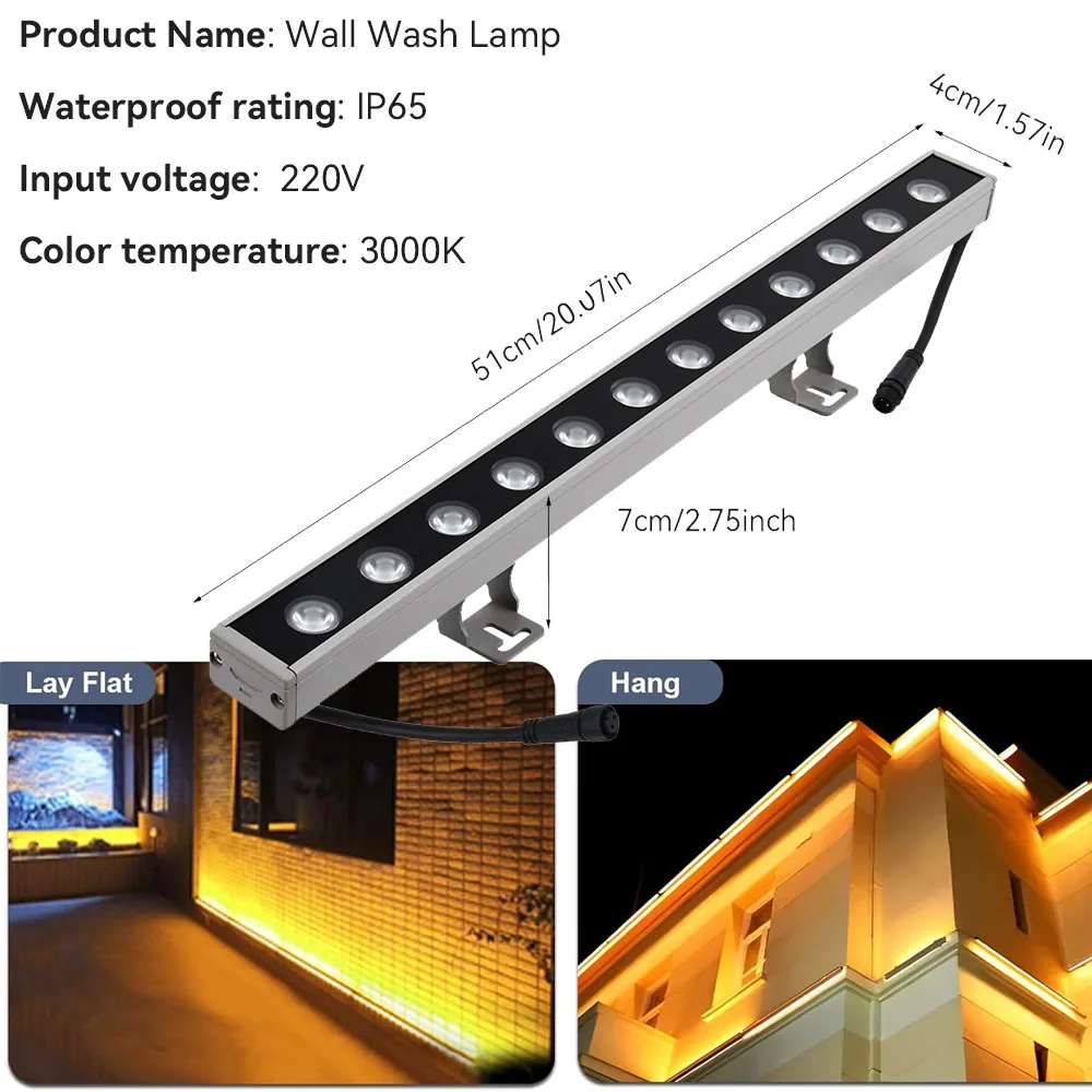 벽 세척 조명 AC220V IP65 방수 알루미늄 LED 야외 장식 정원 호텔/공장/상점/예술&과학 박물관 조명