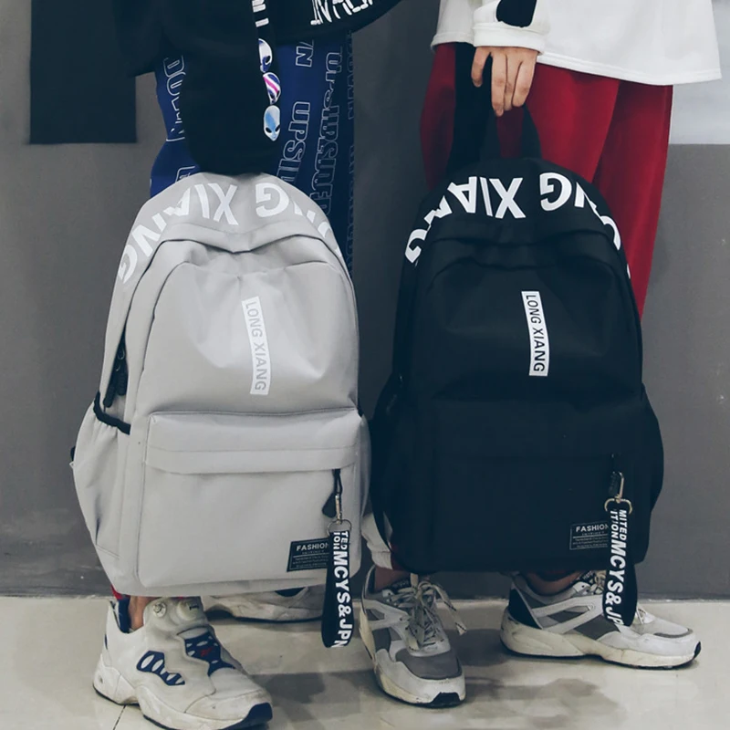 LetterPrintCanvasBackpackStudentSchoolbagLargeCapacityOutdoor