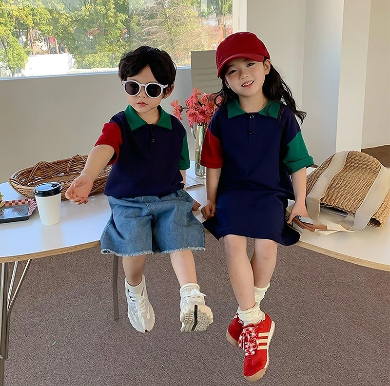 Matka i syn dziecko ubrania mama i córka dorywcza sukienka 2023 chłopców koszule damskie moda letnia odzież koreańskie dziewczyny sukienki