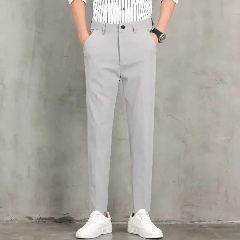 thumbnail image 1 of Pantalones de trabajo rectos para hombre, para oficina, tallas grandes, para hombre, pantalones de moda, clásicos, nuevos, en tela, ropa de sastrería elegante vintage, 1 of 5