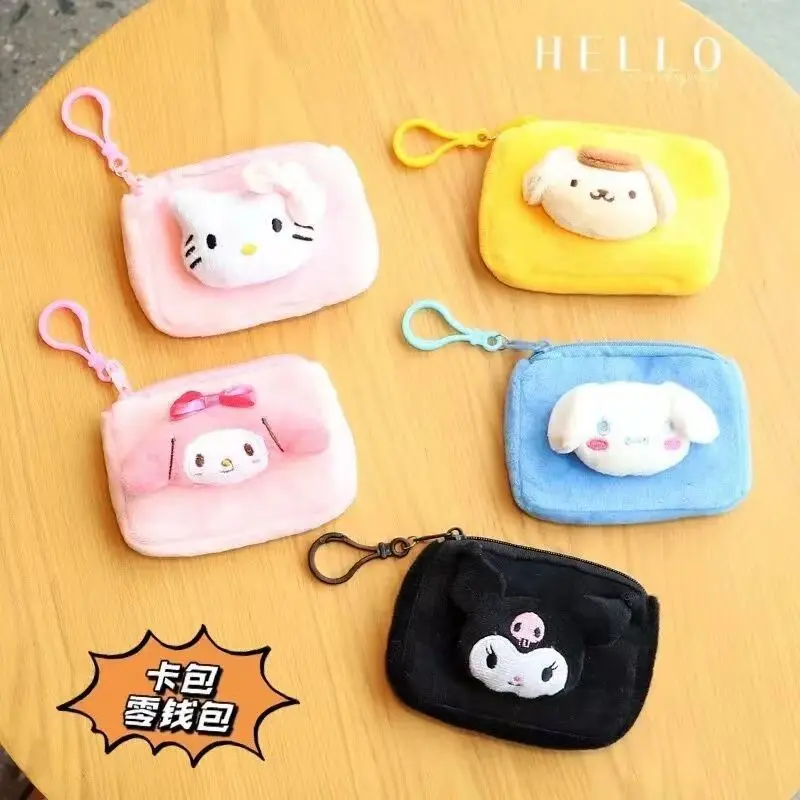 

Sanrio Hello Kitty Cinnamoroll Anime Kawaii Coin Purse Girl Heart Mini Cute Kuromi Plush Student Earphones Bag Pendant Kids Toys
