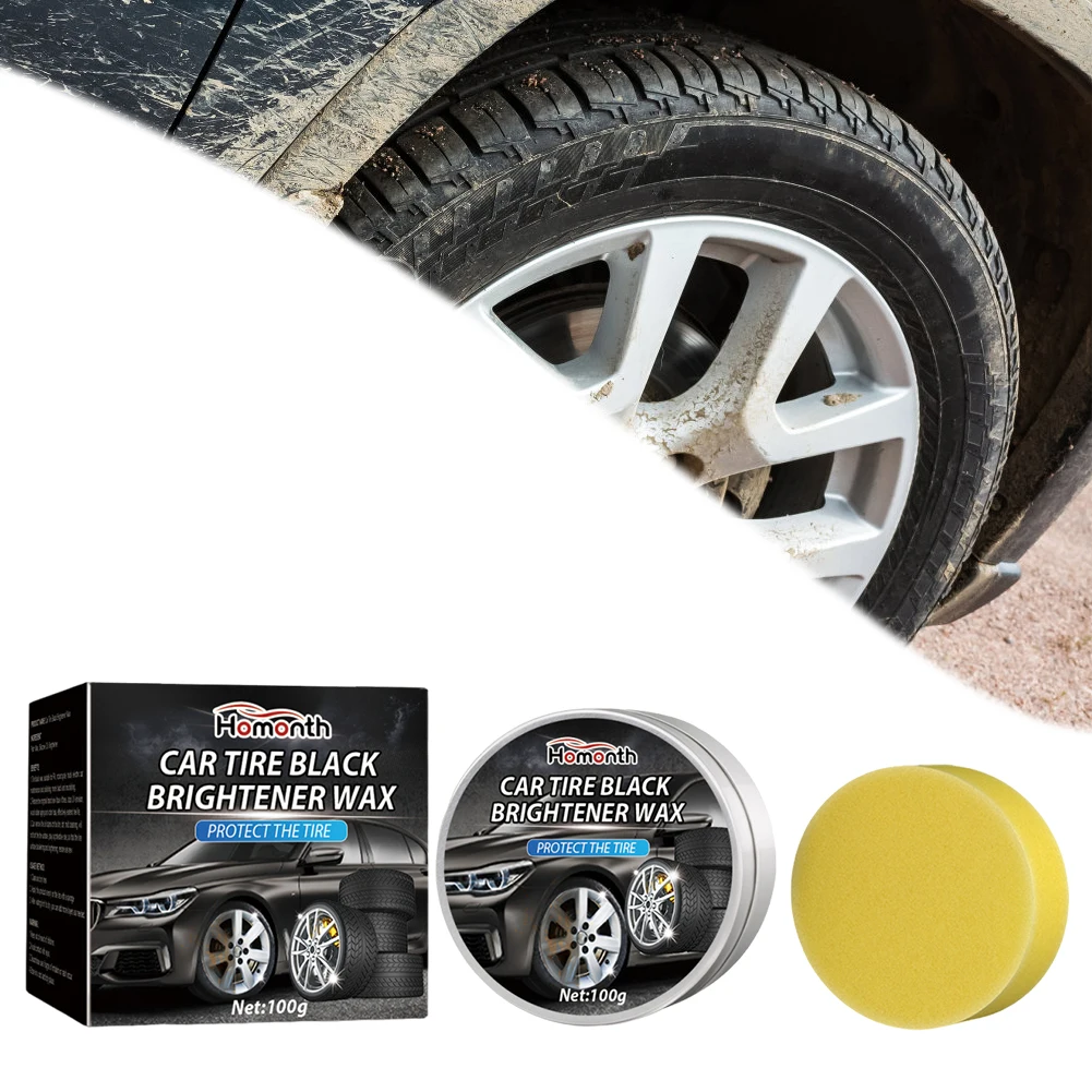 100g Tire Polish Wax Anti-Aging Automotive Tire Wax Cars Care Polish Cleaner Solves Stains Restores Car Shine Car Care