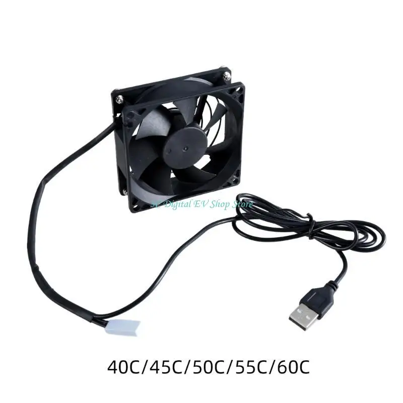 E74D Leiser USB-80-mm-Lüftersatz mit Temperatursensor für Elektronikschränke – Detail 8