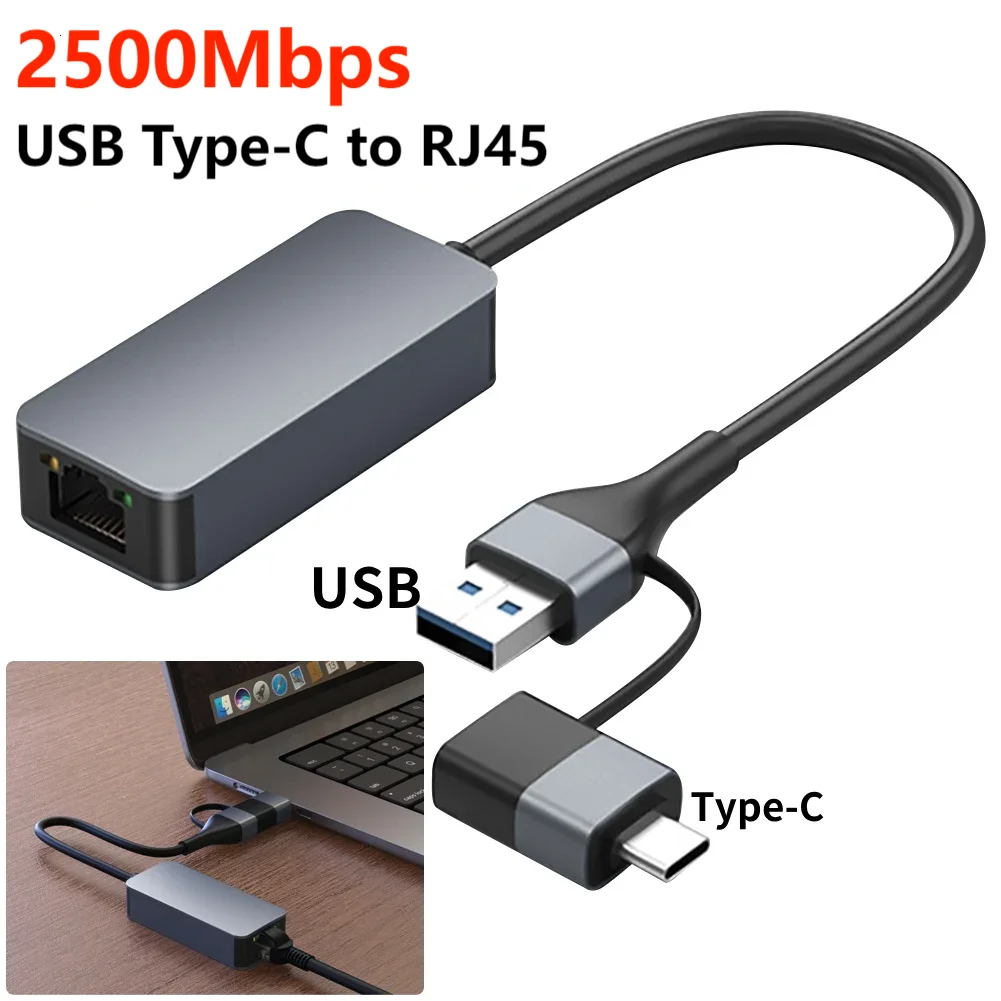 2500mbps usb c 2 5g ethernet gigabit adapter usb3 0 type c to network