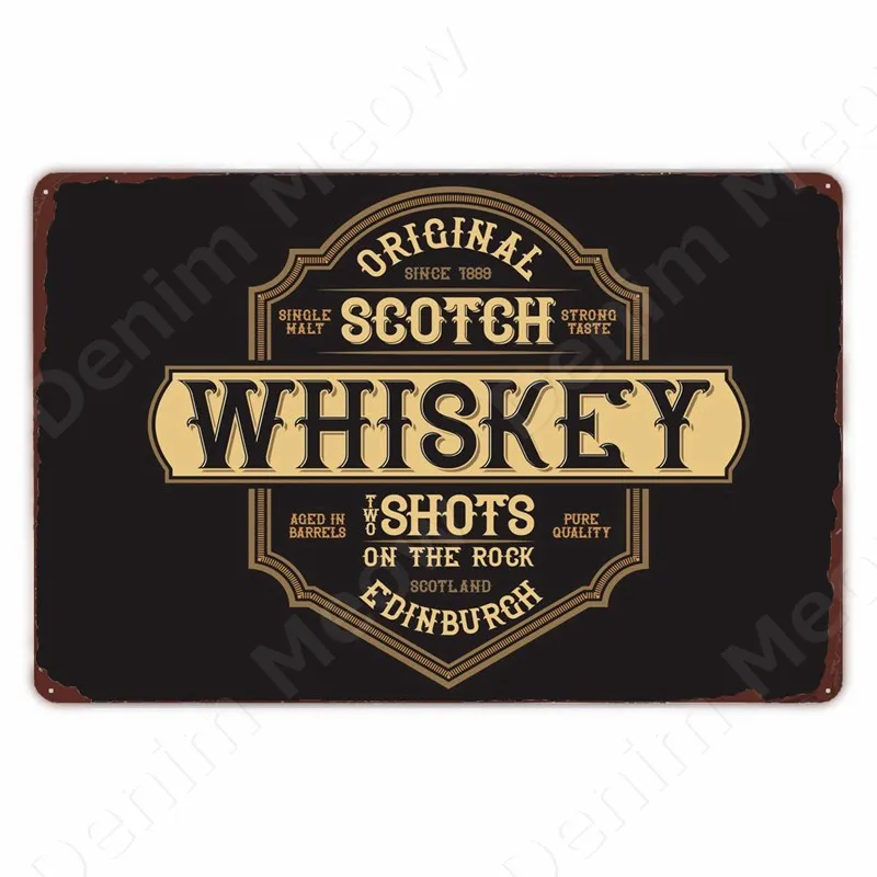 Vintage Whiskey Retro Plaque, Metal Tin Sign, Bourbon Wall