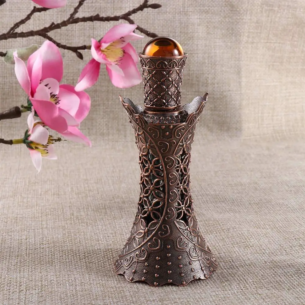 

15ml Arabian Style Perfume Vials Metal Perfume Bottle Empty Cosmetics Container Essential Oil Dropper Refillable Bottle