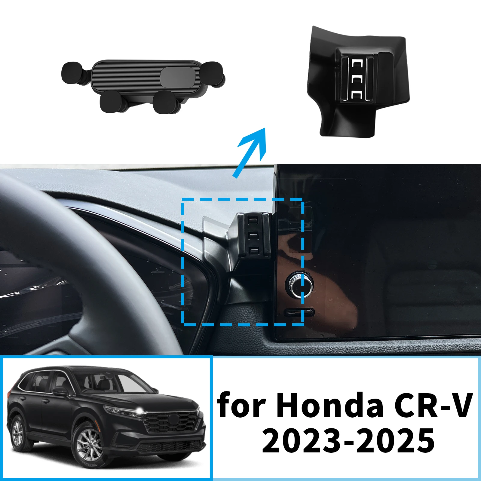 Sunsdrew Car Phone Holder For 2023-2025 2026 Honda CR-V Accessories,Adjustable GPS CR-V Phone Mount For 7/9-inch Screen,Hands-Free Ultra Stable CRV Air Vent Phone Stand - View #4
