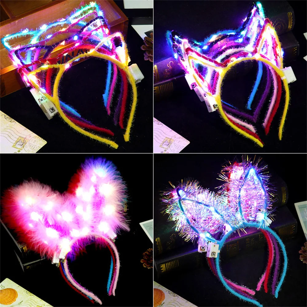 

1pcs Led Glow Rabbit Bunny Cat Ears Headband With Lights Costume Party Decor Props Children Adult Girl Party Decoration 2023 New