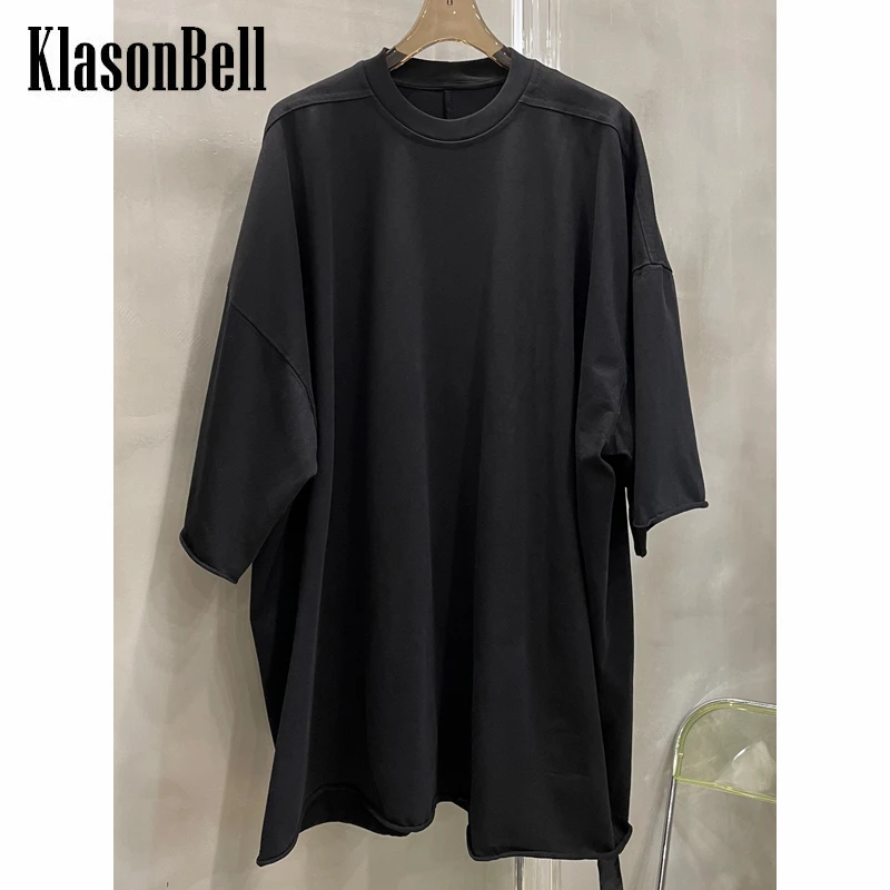 

7.14 KlasonBell Comfortable Loose Tee Solid Color Round Neck Ribbons Design Cotton T-Shirt