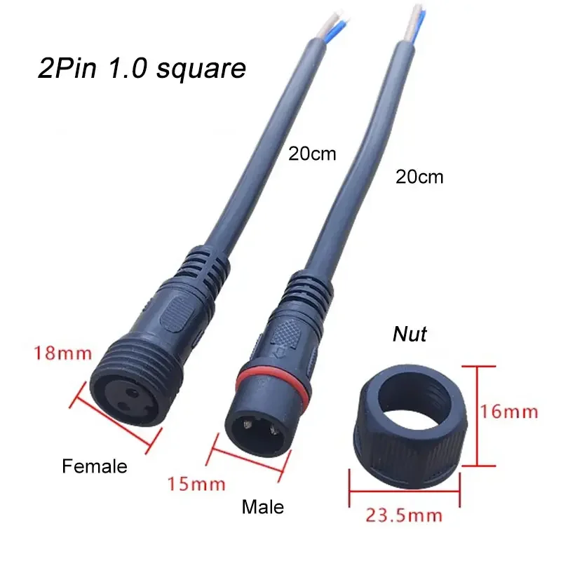 

IP68 Docking type Connector 2 3 4 5 6 7 8 Pin Led Power Supply Wire Outdoor Dustproof Female Male Conector for Led Lighting