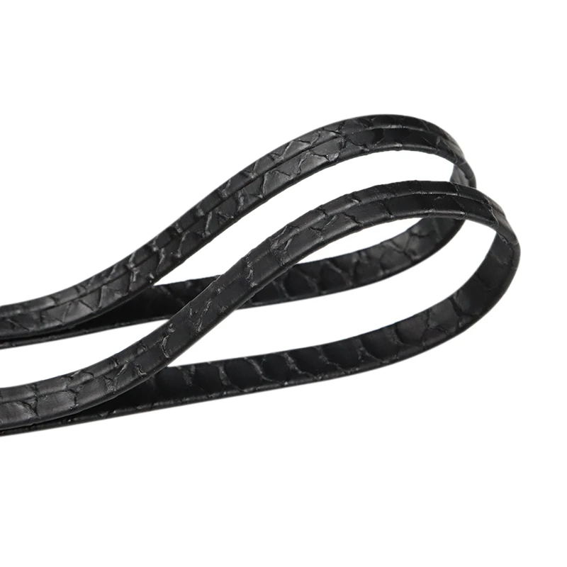 Weiou 7MM 30 Pairs Pure Black PU Laces Deep Color Air Sneaker Accessory Snake Skin Texture Lather String Wholesale Fashion Tapes
