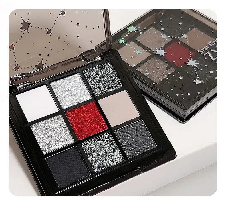 Description Picture 3 of itemBlack Red Punk Smoked 9 Colors Eyeshadow Pearl Cold Dark Color Makeup Eyeshadow Palette Lasting Waterproof Glitter Eye Shadow