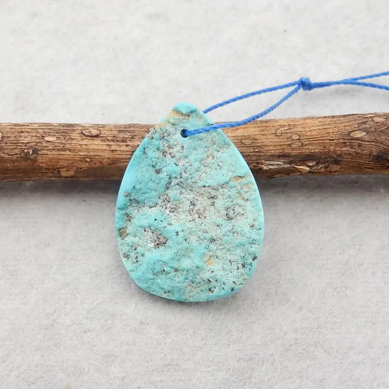 Natural Stone Turquoise Nugget Teardrop Pendant Bead 24x18x3mm 2g Semiprecious DIY Jewelry Necklace Accessories