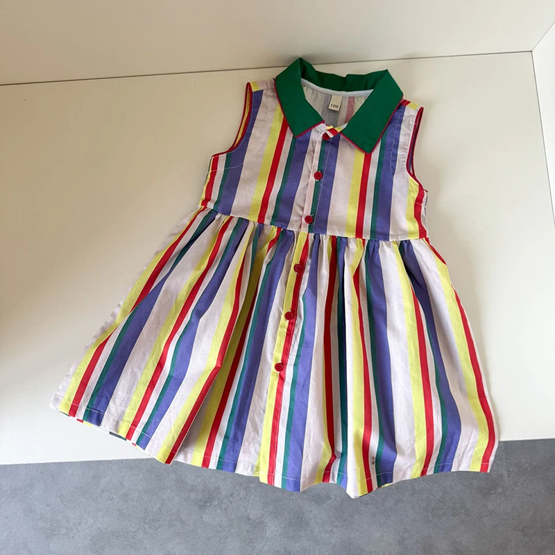 thumbnail image 1 of Ropa para hermanos, vestido de solapa sin mangas a rayas para niñas de 1 a 10 años, pantalones cortos con tirantes para niños, ropa de verano para niños, 1 of 6