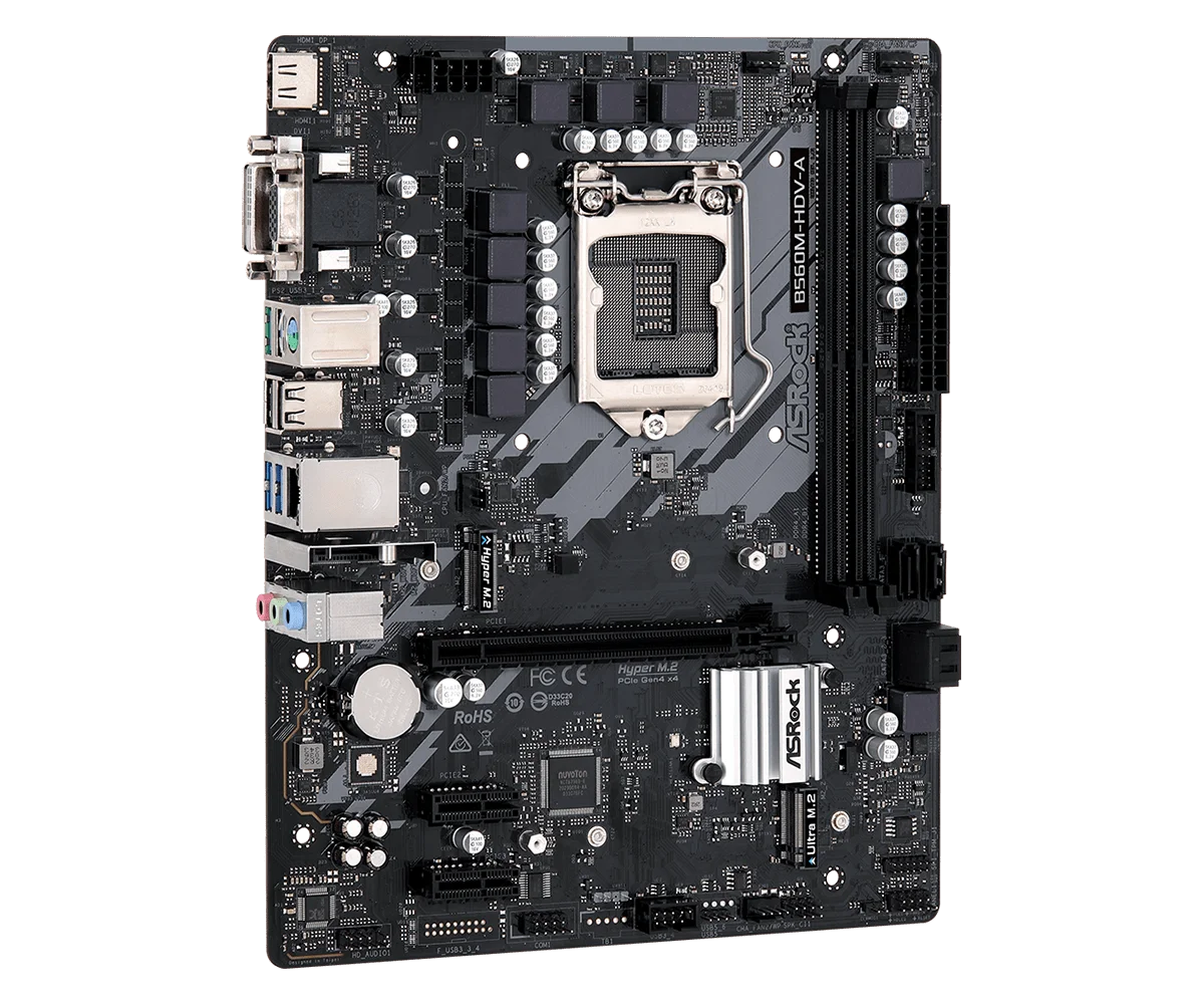 ASROCK B560M-HDV-A Motherboard LGA1200 M.2 Intel B560 2x DR4 64GB