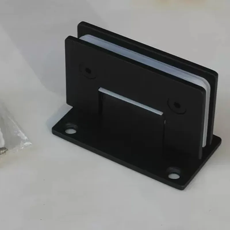Solid stainless steel glass door hinge 90 degree double opening, matt black baking paint(XYGL-17)