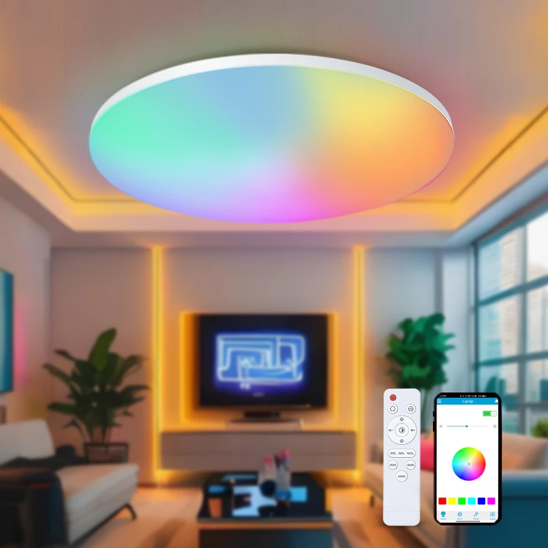 Smart LED Ceiling Lamp Slim RGB 220V 3000-6500K Dimmable Light with Remote Control Ceiling Light for Bedroom Living Home Decor