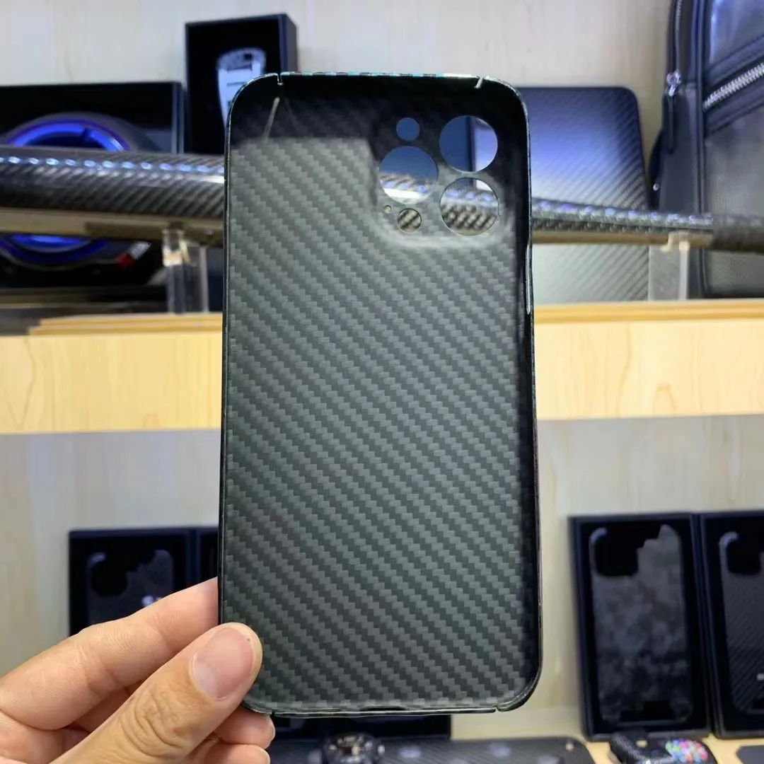 Telefone de Fibra de Carbono Real Puro para Iphone 13 Pro Max Drop-resistant Ultra-fino Iphone 13 Mini Preto Brilhante Capa de Proteção Case de - Image 4