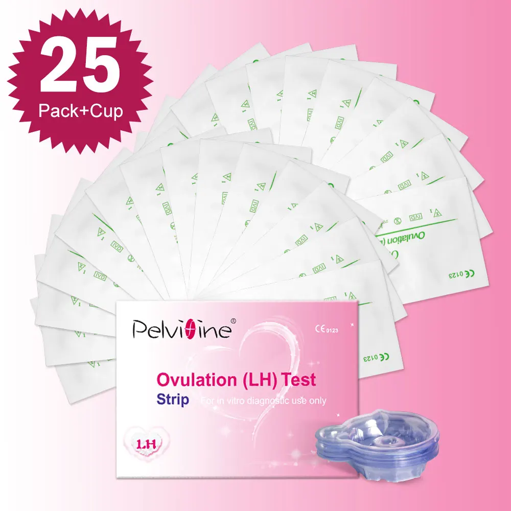 Pelvifine Bulk Ovulation Test Strips for Women Ovulation Predictor Kit Accurate Fertility Tests for Home with Cups 25 Count ovulation test strips