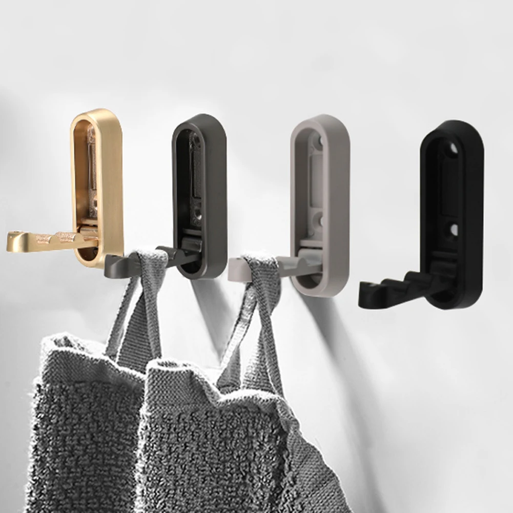 Folding Hooks Wall Mounted Clothing Hook Door Clothes Coat Hat Bags Hanger Aluminum Alloy Kitchen Bathroom Multi-purpose Hook