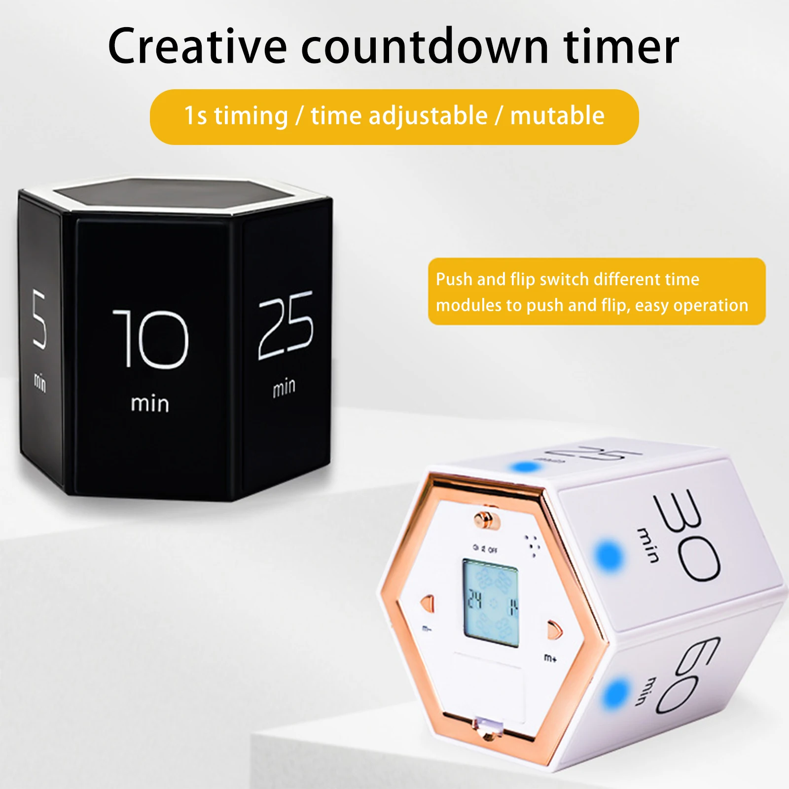 

Hexagon Flip Timer Reminder Countdown Student Learning Dedicated Reminder Alarm Clock Time Manager Kitchen Cooking Timer