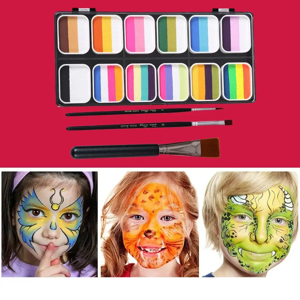

Face Body Paint Oil Halloween Makeup Palette with Brush Kit Safe Facepaint for Halloween Cosplay Costumes Parties and Festi Q0Z1