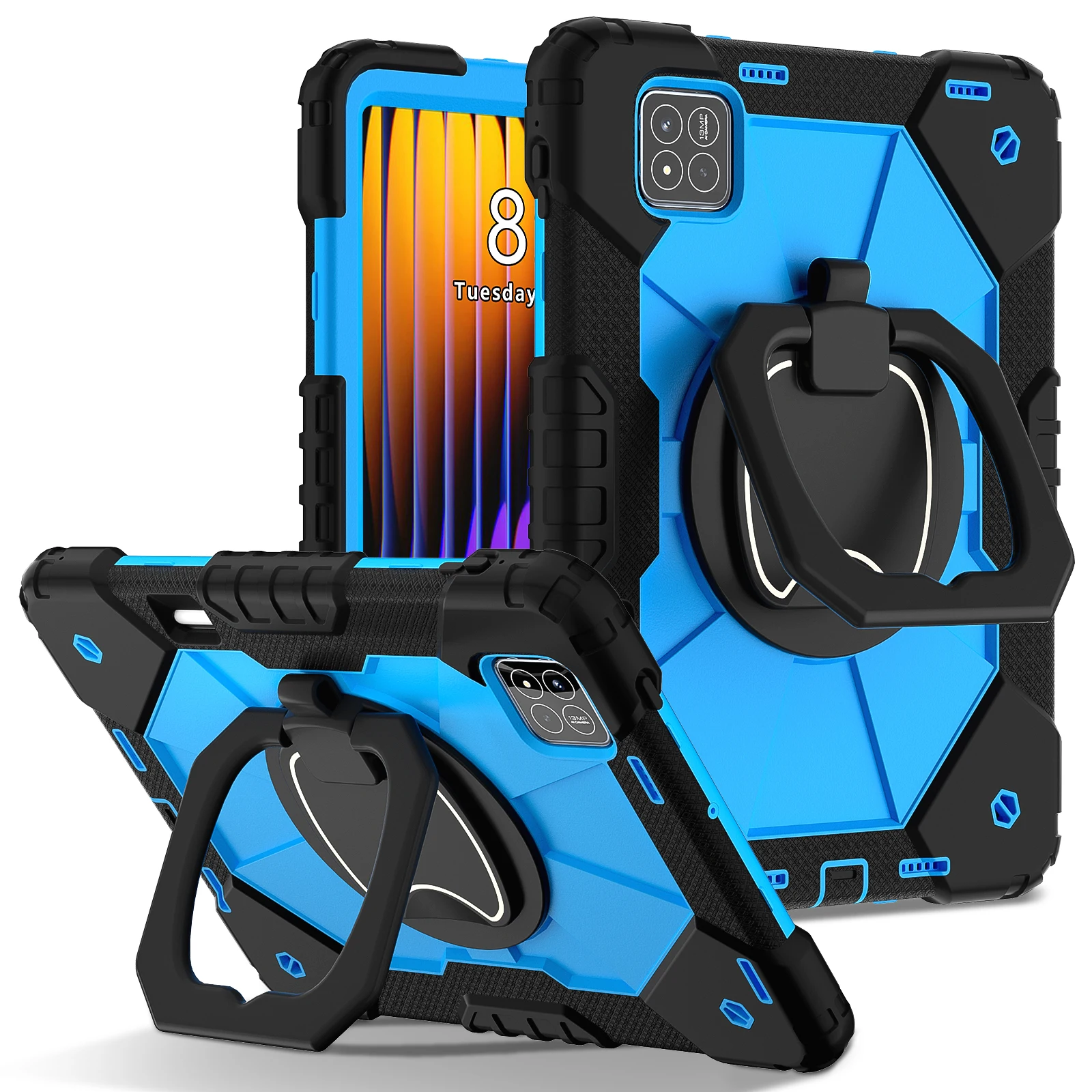 360° Rotatable Tablet Stand Case with Handle and Hard Cover