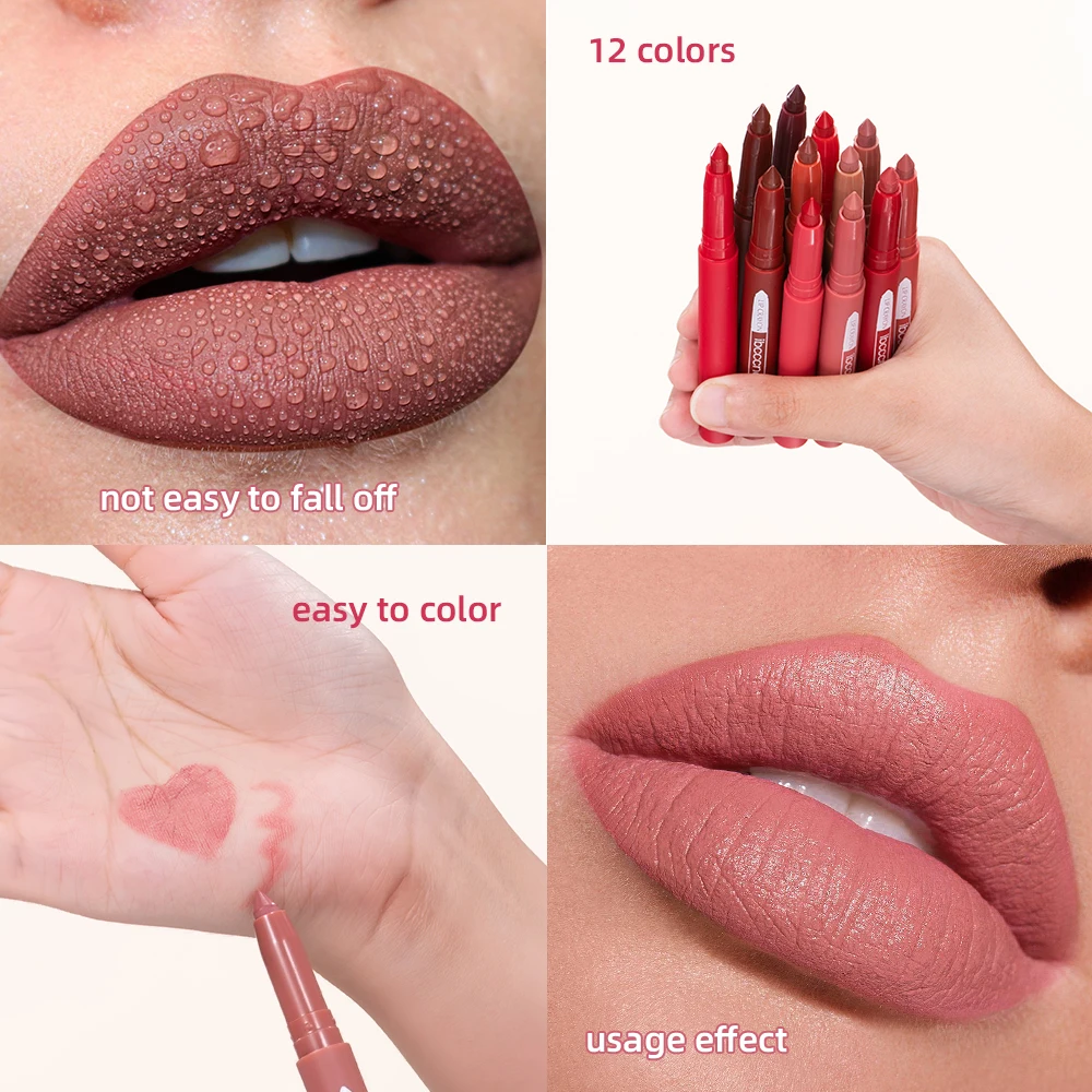 Matte Lipstick Pen Waterproof Full Color Lip Liner Pencil High Color Rendering Sweatproof Sharpenable