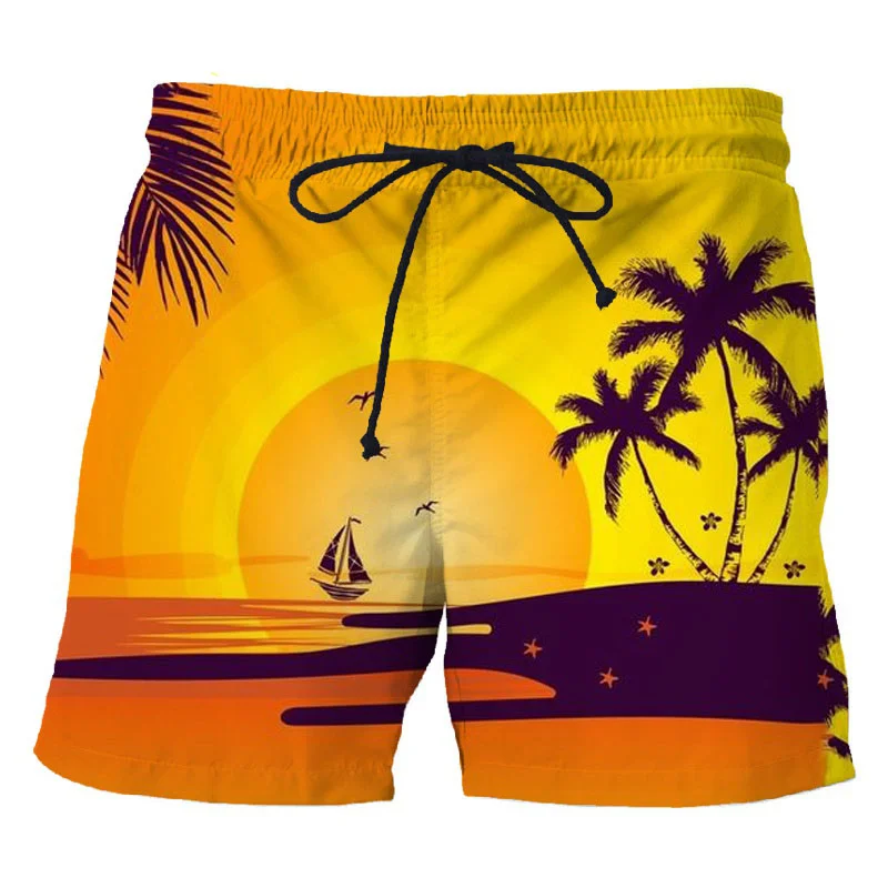 

Men's Trend Hawaiian Beach Shorts For Men Hot Sale Summer Palm Trees 3d Printed Short Pants Quick Dry Sports Swimming Trunks