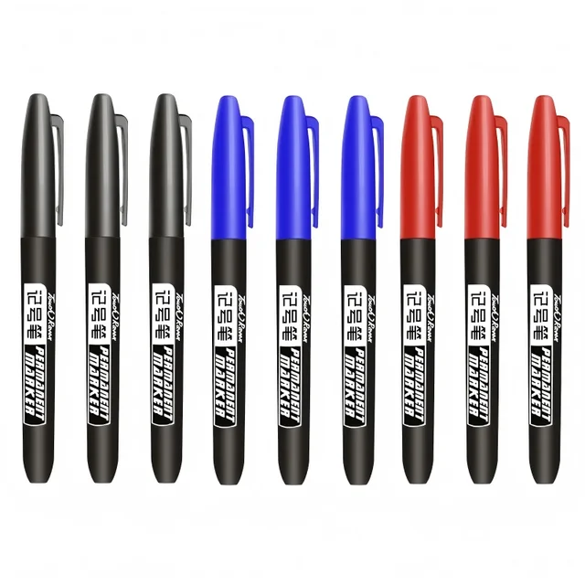 10/100pcs Permanent Marker Pen 1.5mm Waterproof Thin Nib Crude Ink Black Blue Red Color Marker Pens for Office School Supplies 1