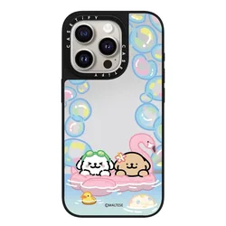 Cute Line Dog Cartoon Mirror Phone Case - iPhone 12 (SKY BLUE)
