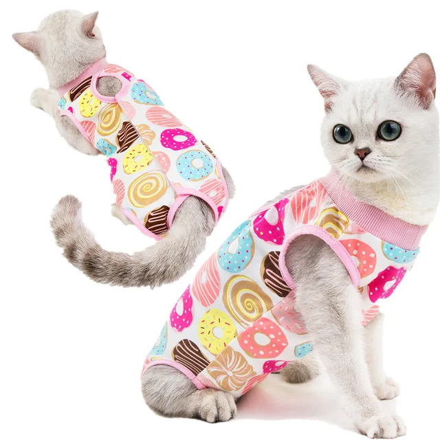Cat Recovery Vest - Protective, Comfortable Post-Surgery Suit, Anti-Lick Knit Fabric, Easy Button Closure for Small Breeds 3