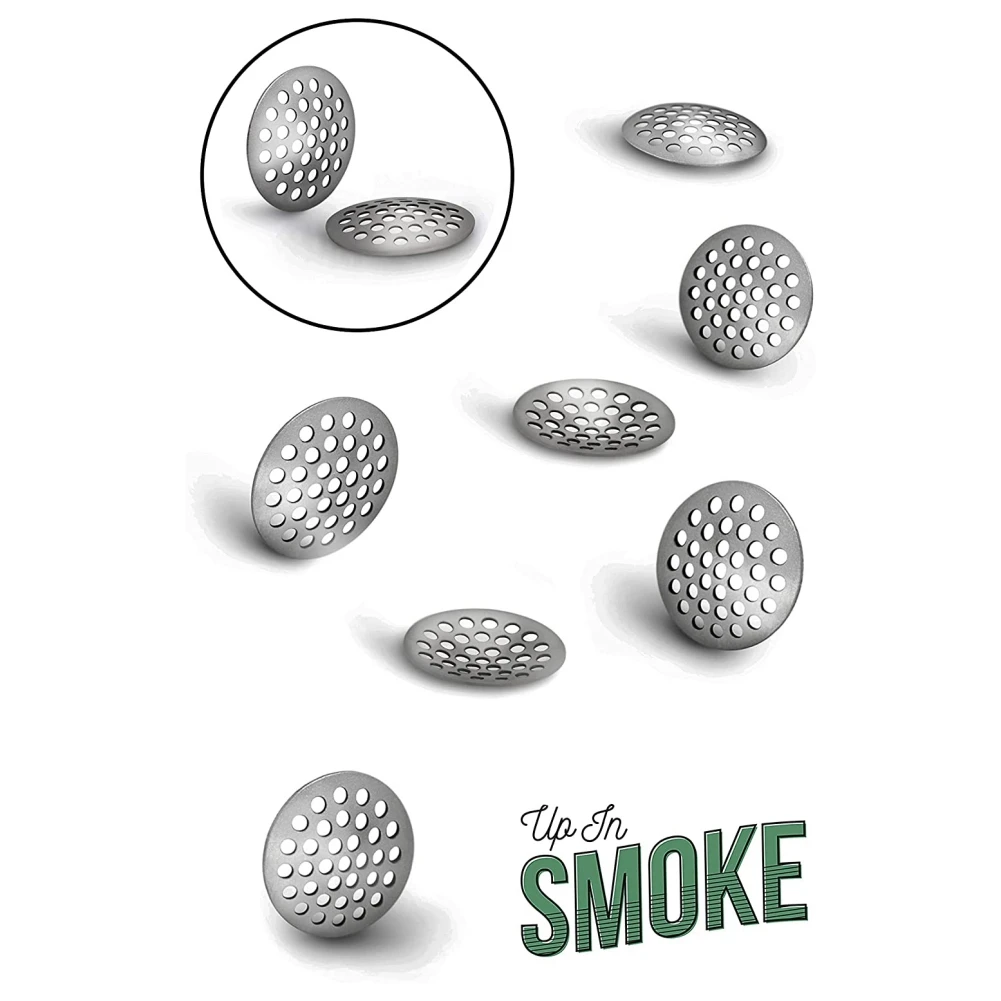 10pcs Small Etched Smoke Screen Strainer Stainless Steel Pipe Filter Filtering Net Tobacco Smoking Accessories