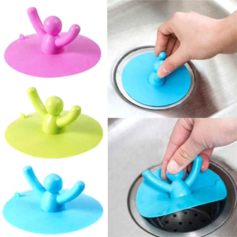 Multifuctional Silicone Waterproof Sink Plug Kitchen Washroom Bathroom Shower Bathtub Drainage Stopper Tool Cute Water Sink