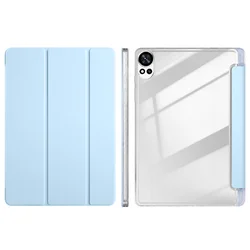Trifold Acrylic Clear Hard Back Stand Tablet Case with Pen Holder for MatePad 12x (Sky blue)