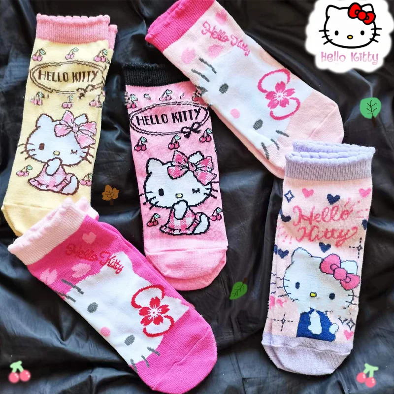 

Sanrio Kawaii Hello Kitty милые Мультяшные носки Sweet Candy прямые носки студенческие модные аниме носки-лодочки подарок для девочки