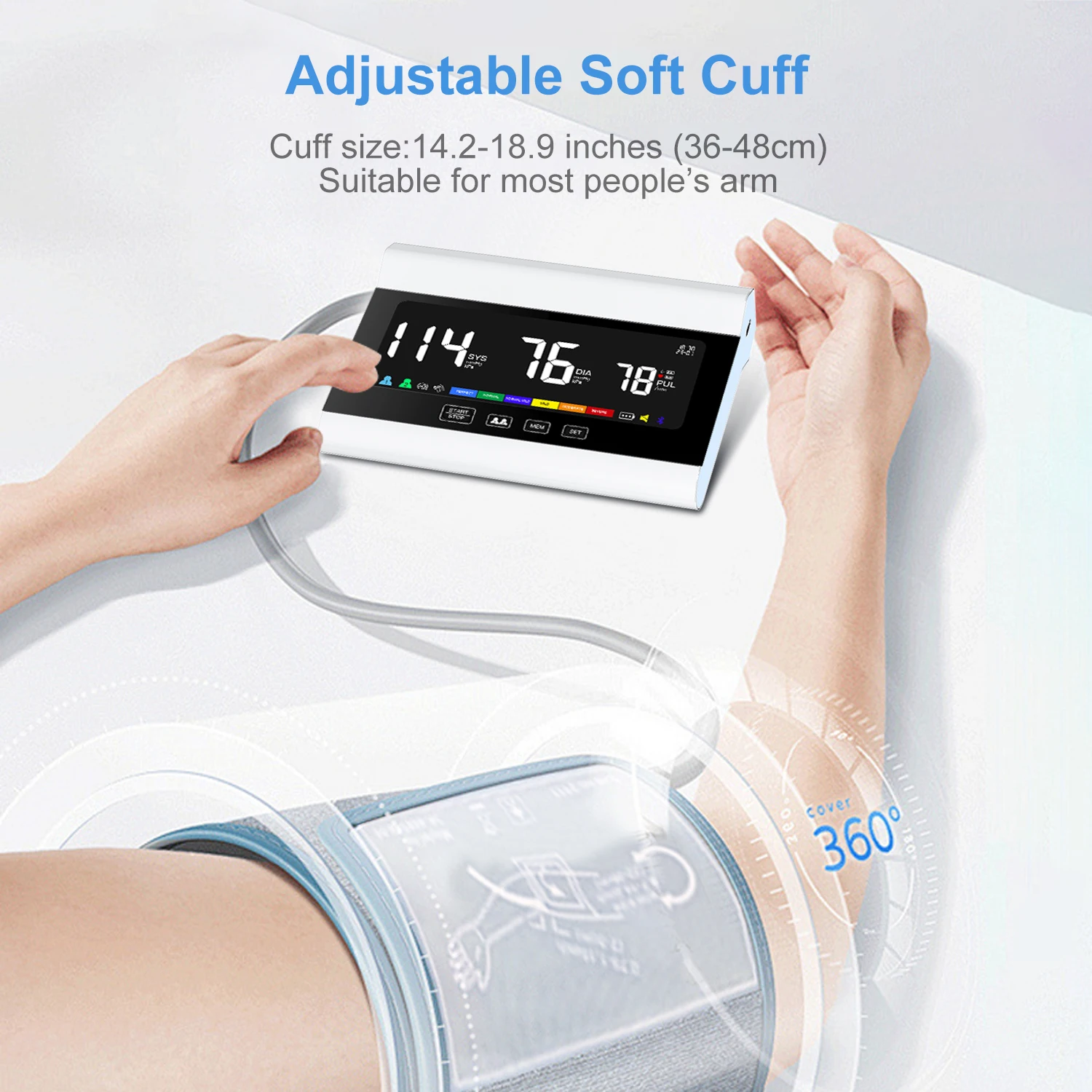 Voice Digital Blood Pressure Monitor Large Screen Rechargeable Automatic Tonometer Arm Sphygmomanometer Heart Rate Pulse Meters