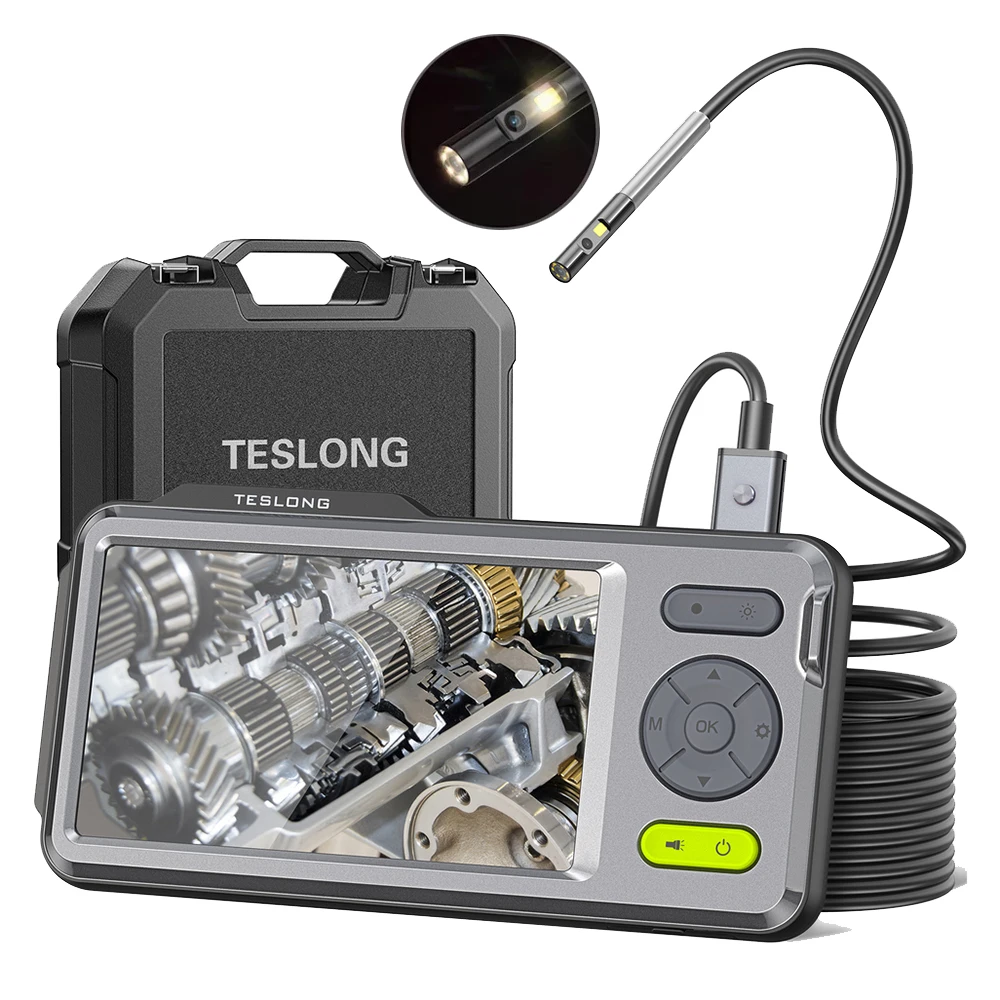 Teslong 1080P 5" IPS Screen 5mm Dual Lens Endoscope Inspection Camera ...