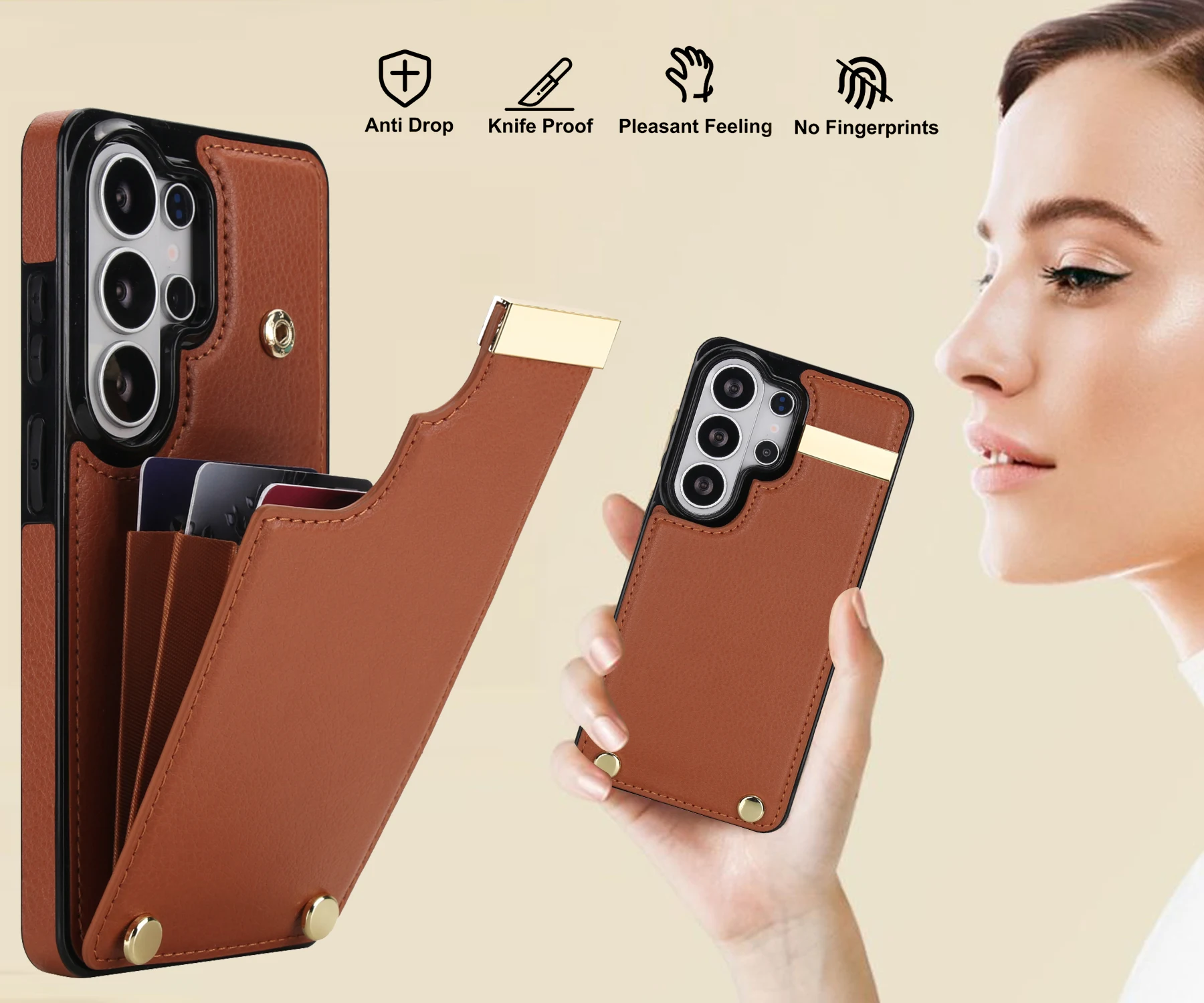 Leather Flip Phone Case With Card Holder For Samsung Galaxy_voghion.com