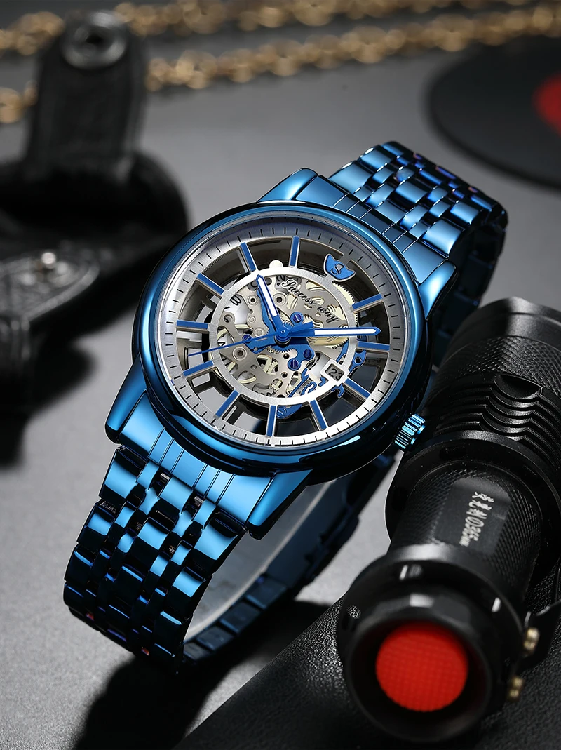 Luxury Skeleton Hollow Men Watches Steampunk Gold Quartz Watch not Mechanical Watch Stainless Steel Male Wristwatch Male Clock