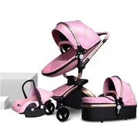 Nouvelle poussette bébé 3 en 1, landau en cuir PU, poussette pliable bidirectionnelle pour nouveau-né, landau pour bébé, kinderwagen, poussette pour bébé 4