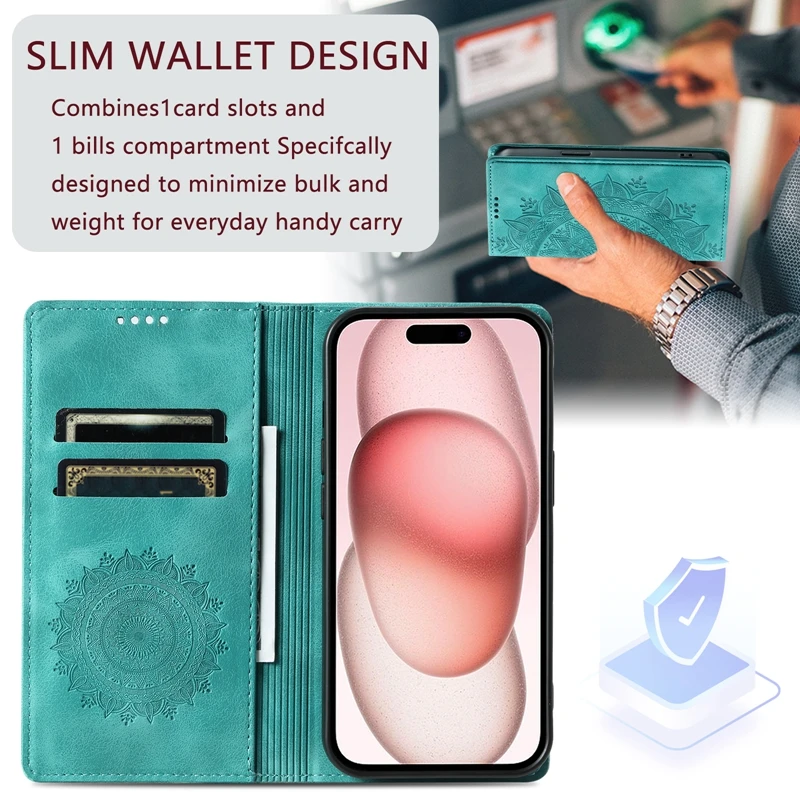 Magnetic Mandala Leather Phone Case with Enhanced Protection