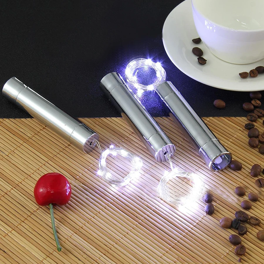 10PCS 20LED Sliver Wine Bottle Cork Light AA Battery Operated Fairy String Light Cork Bottle Light for DIY Christmas Party Decor