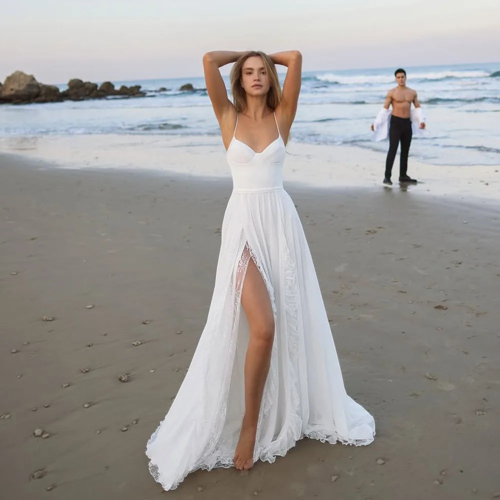 Vestido de novia de playa personalizado, vestido de novia elegante - Main Image