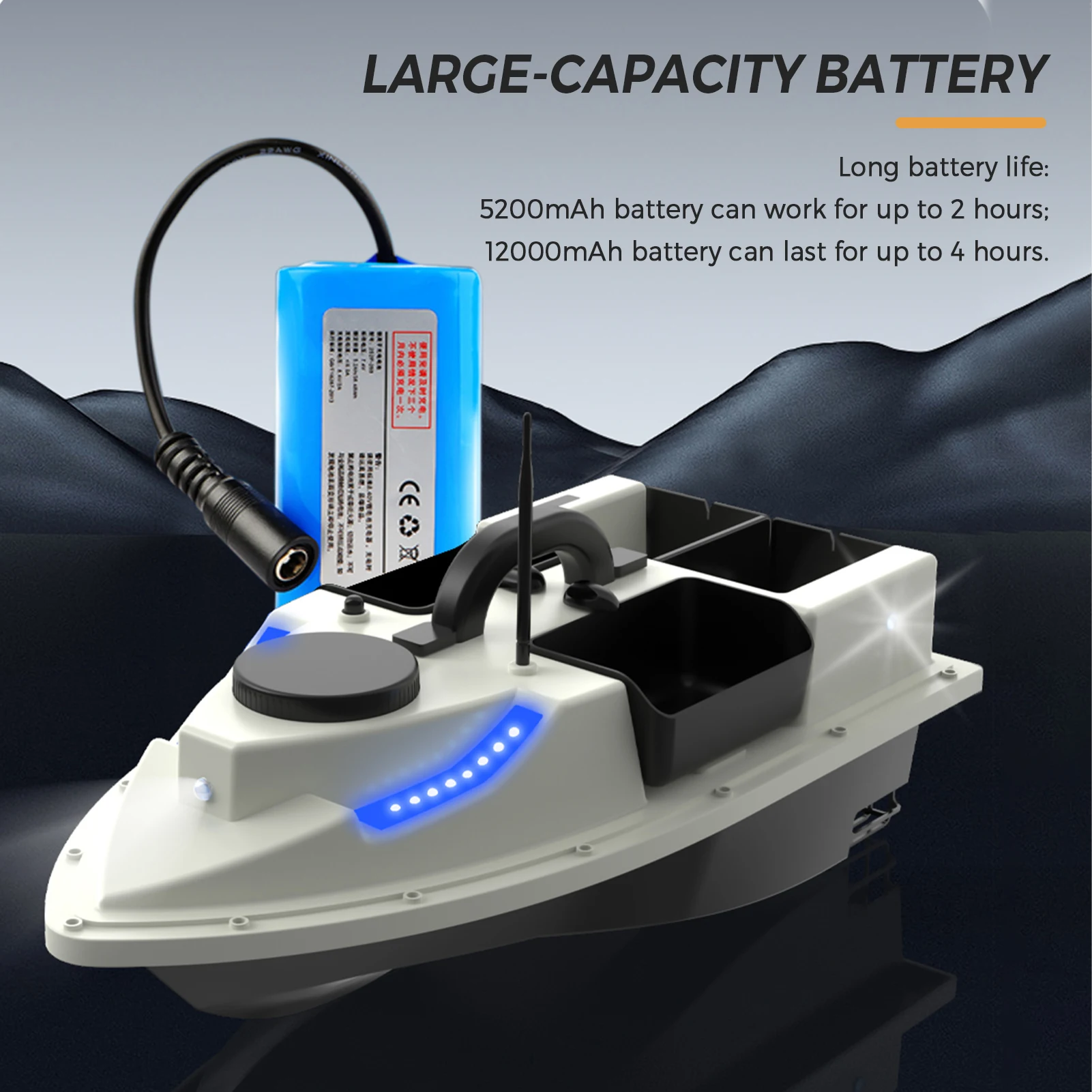 GPS RC Bait Boat High Speed Remote Control with 4 Bait Containers 2KG  Loading 500M Fixed-Speed Cruise Night Light RC FishingBoat