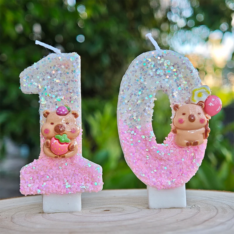 Neue Capybara Kerzen Kuchen Dekorieren Thema 0-9 Anzahl Kerzen Kuchen Topper Kinder Geburtstag Party Baby Dusche Geschenk Supplie