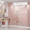 56"-60" W X 76" H Frameless Shower Door Single Sliding Shower Door 5/16" (8mm) Clear Tempered Glass Shower Door with Exp 1