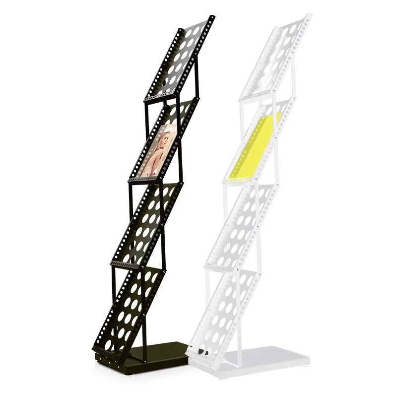 A4 Iron Exhibition Internet Celebrity Storage Folding Information Rack Floor-Standing Medieval Magazine Rack Vertical Newspaper and Journal Promotional Display