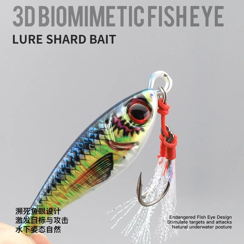 NEW 3D Metal Jig 15g 20g 30g 40g 60g 80g Sea Biomimetic Fish Iron Plate Bait Wobbler Fishing Lure Artificial Ocean Boat Fishing